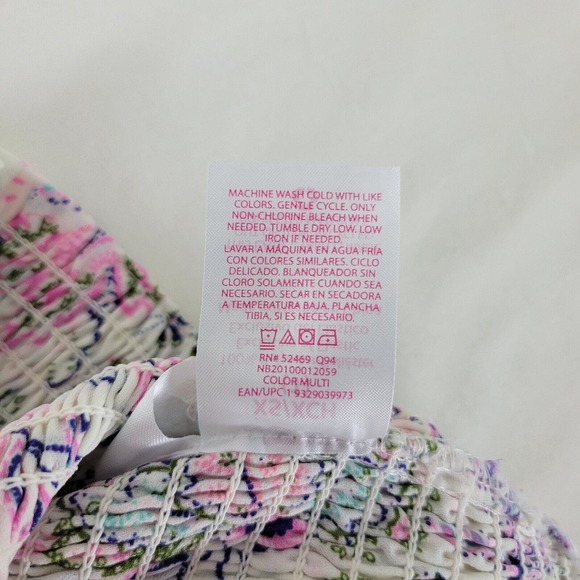 No Boundaries Juniors Blouse Size 1 Top White Floral‎ Long Sleeve Square Neck - Picture 10 of 11